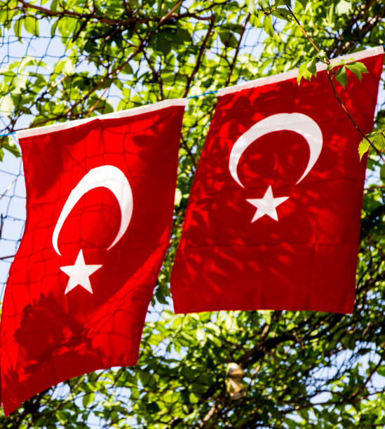 istock Turkish national flag  in view 1047778082