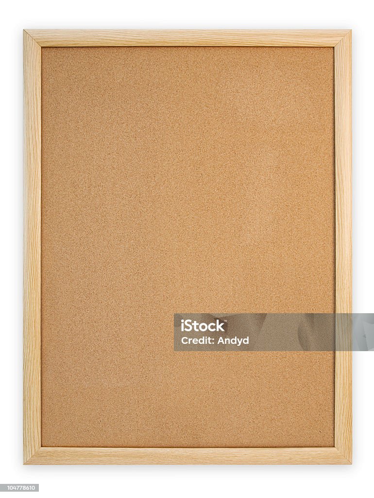 Cork bulletin board on a white background Cork board isolated on white with path. Border - Frame Stock Photo