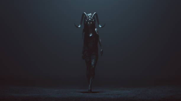 istock Evil Witch with a Head Dress in a foggy void 1047791204