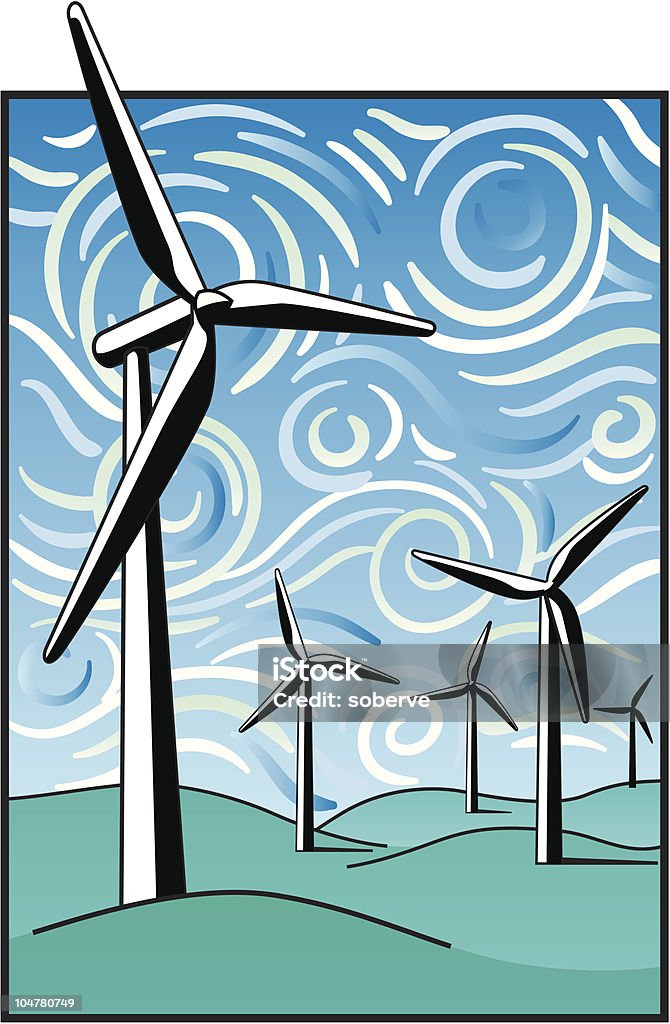 Energia Eólica - Royalty-free Turbina Eólica arte vetorial