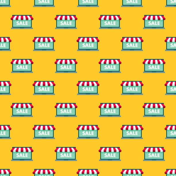 illustrations, cliparts, dessins animés et icônes de vente livraison seamless pattern - warehouse store retail shopping