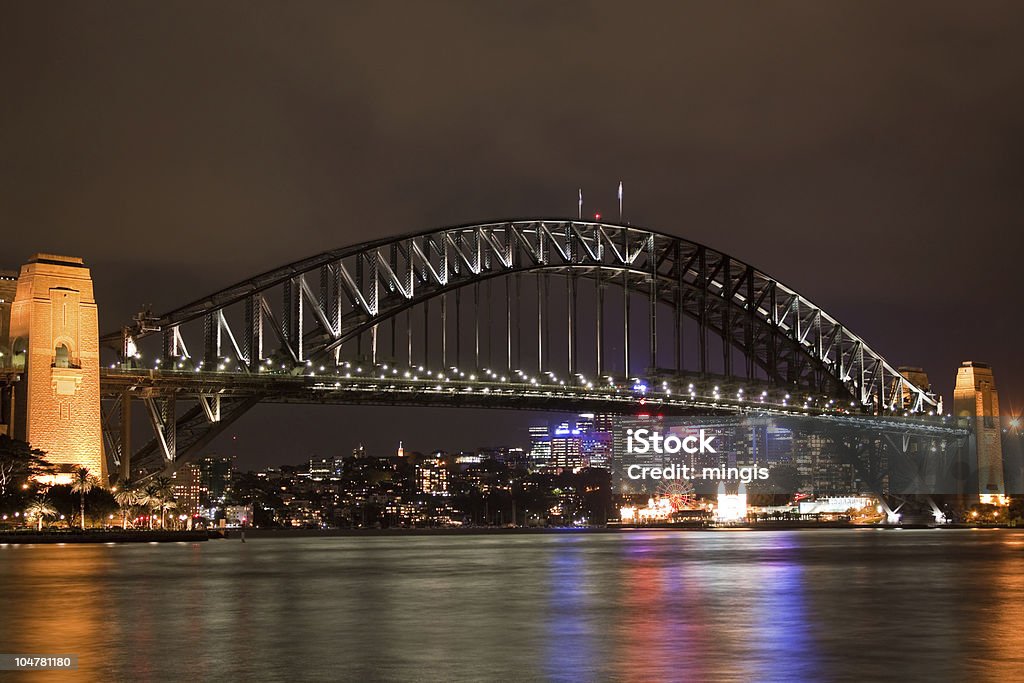 Pont Harbour Bridge de Sydney de nuit - Photo de Nuit libre de droits