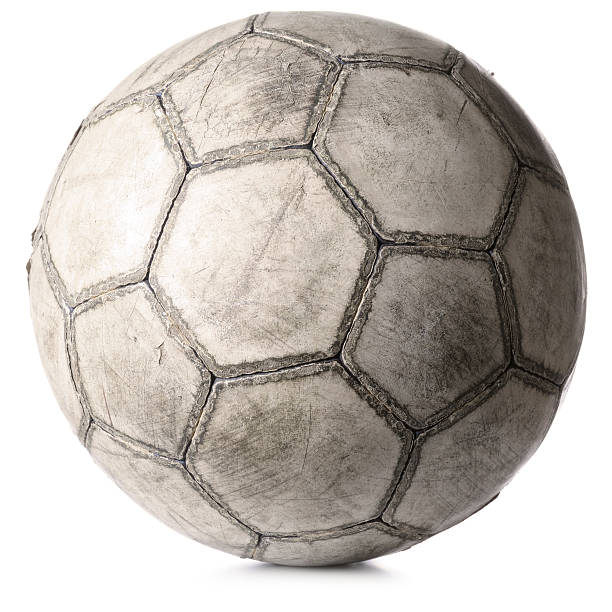 stare piłki nożnej na białym tle - soccer ball old leather soccer zdjęcia i obrazy z banku zdjęć
