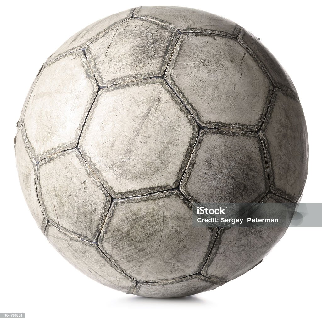 Velha bola de futebol, isolada no branco " - Foto de stock de Bola de Futebol royalty-free