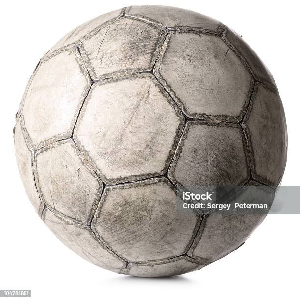 Foto de Velha Bola De Futebol Isolada No Branco e mais fotos de stock de Bola de Futebol - Bola de Futebol, Futebol, Fora De Moda - Estilo