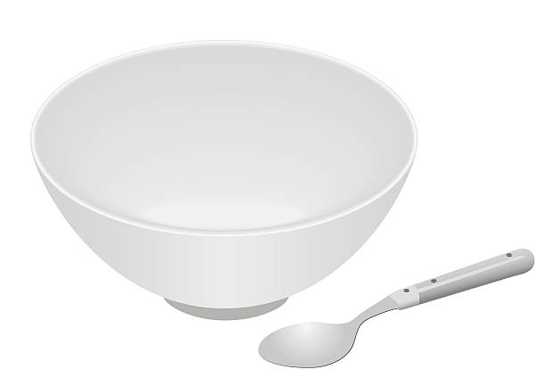 Illustration of a lone white bowl with spoon vector art illustration