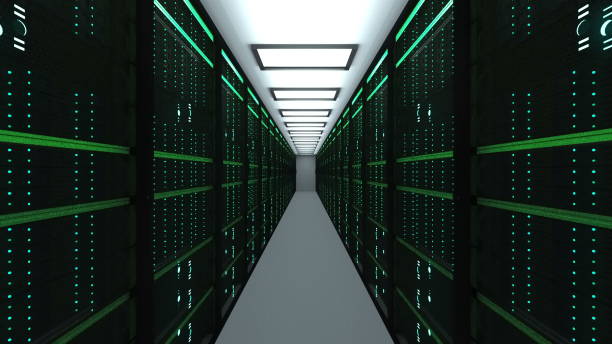 90+ Server Room With Rows Of Modern Mainframes Stock Photos, Pictures ...