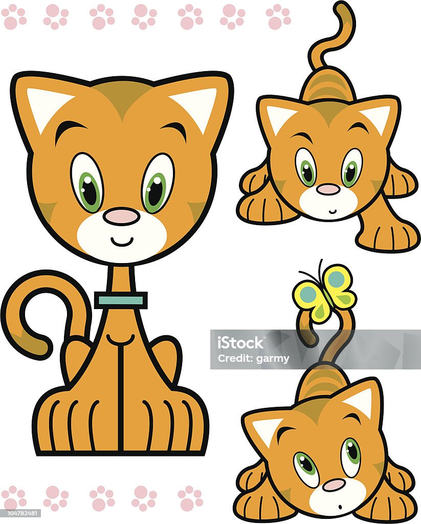 Linda Orange Kitty carácter serie - arte vectorial de Felino salvaje libre de derechos