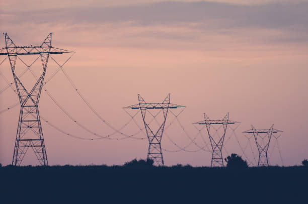 power lines - idaho landscape power equipment electricity pylon imagens e fotografias de stock