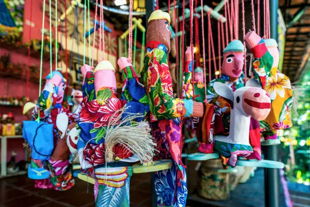 Olinda, Pernambuco, Brazil - JUL, 2018: Mamulengo is a type of puppet performance popular in North East Brazil, especially in the state of Pernambuco.