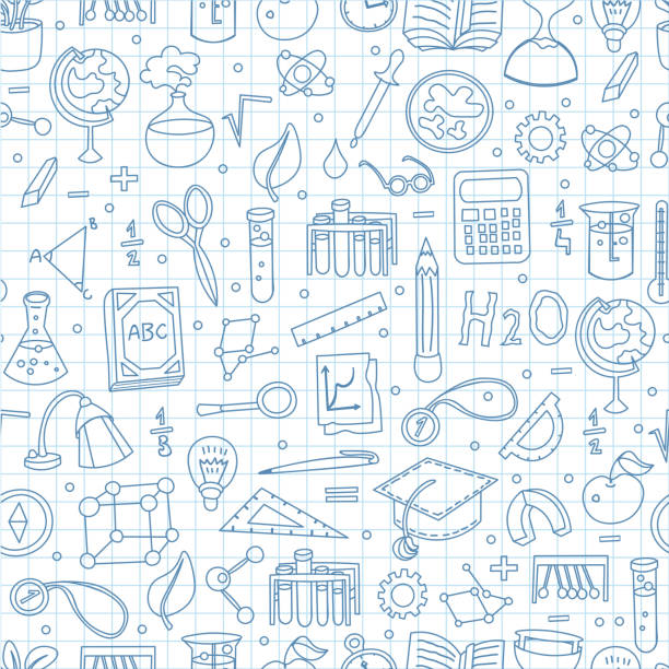 Simple Lined Back to school pattern with school elements and supplies. Welcome back to school seamless background in hand draw style, cartooning elements and cute design for kids. Back to school pattern. Funny seamless pattern with school supplies. Back to school pattern with school elements and decorative details. Welcome back to school seamless background in hand draw style, cartooning elements and cute design for kids. Back to school pattern ruler doodle stock illustrations