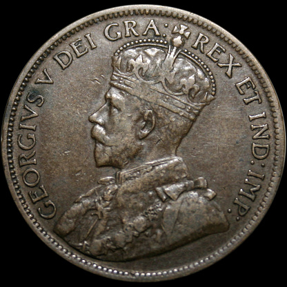 Portrait of King George V on a 1917 Canadian Penny