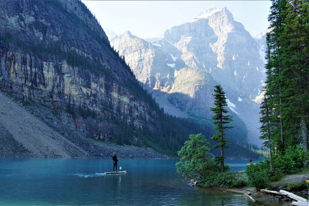 istock Young evergreen on Moraine Lake, Banff, Alberta, Canada 1047881120