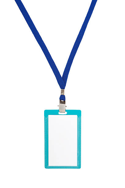 istock Blank badge with blue neckband 104788226