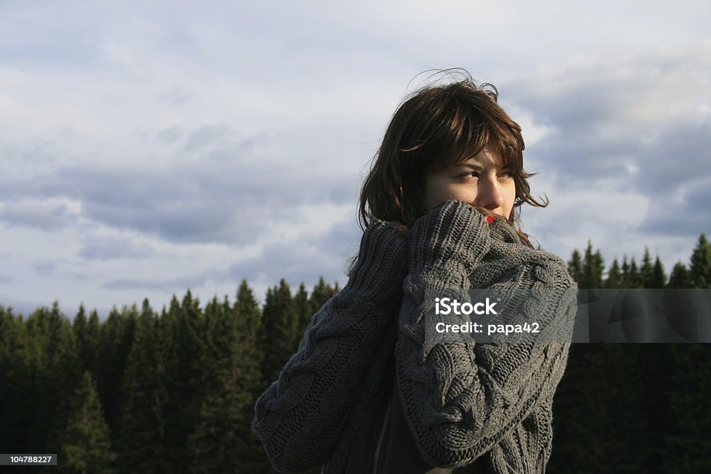 The girl on walk. Portrait of the girl walking on the nature. Activity Stock Photo