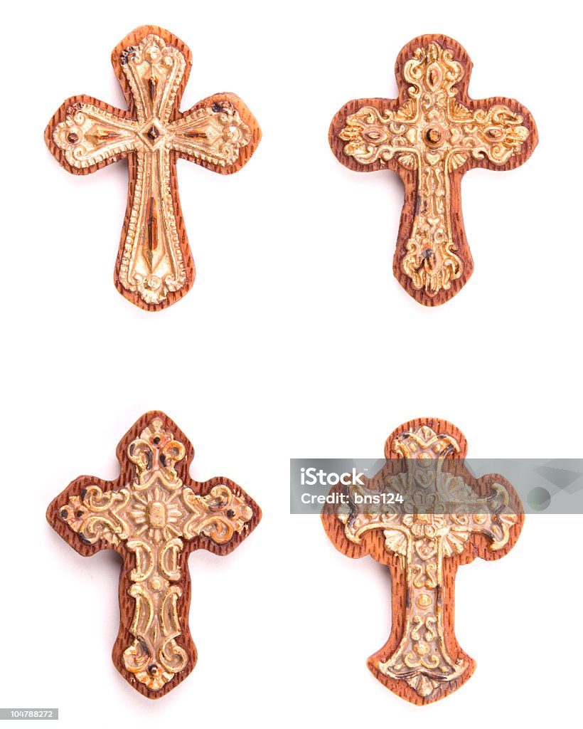 Four Isolated Crosses 4 Isolated Crosses on white background Cross Shape Stock Photo