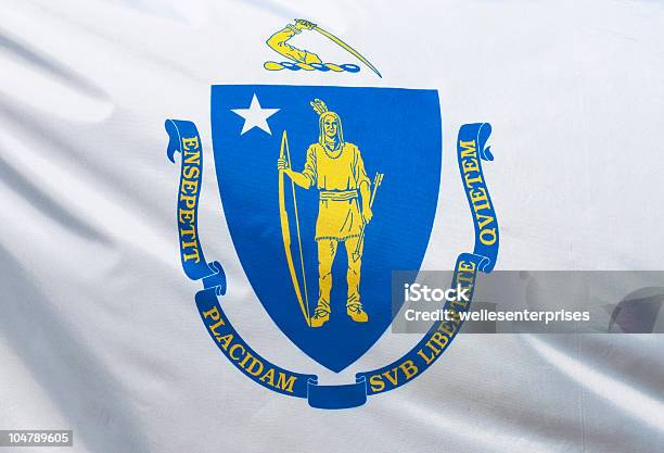 Bandiera Del Massachusetts - Fotografie stock e altre immagini di Bandiera - Bandiera, Bandiera di stato americano, Boston - Massachusetts