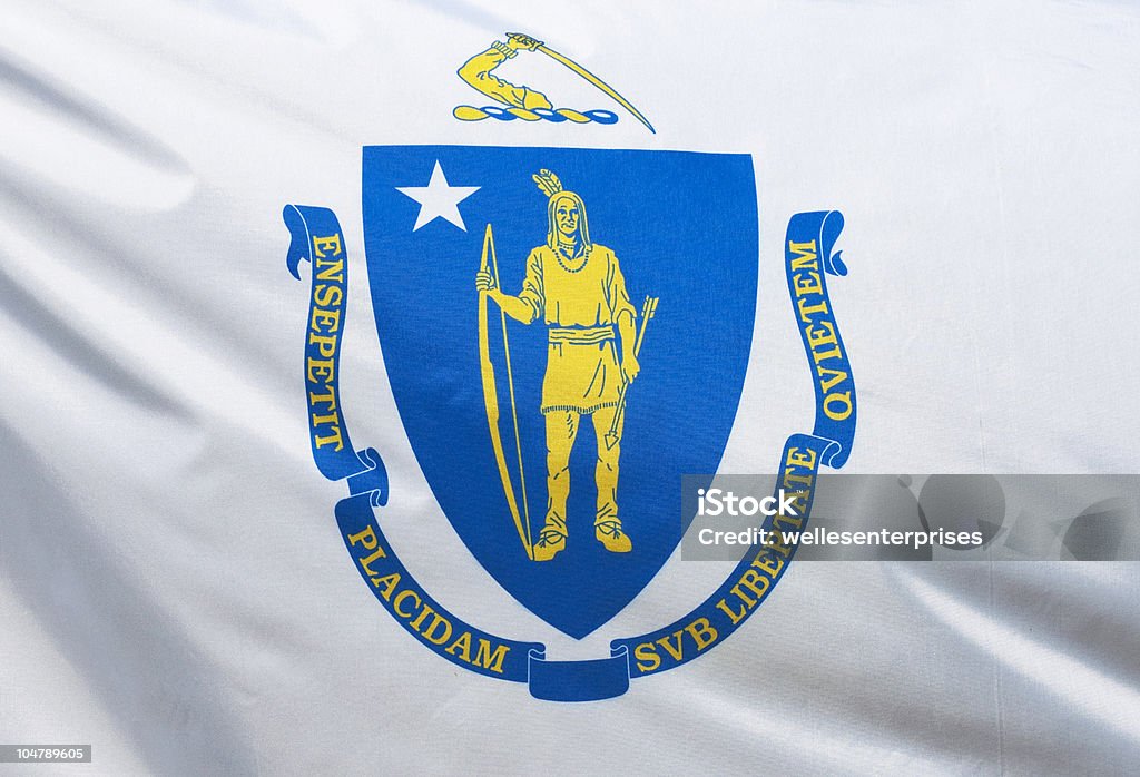 マサチューセッツ州旗 - アメリカ合衆国州旗のロイヤリティフリーストックフォト