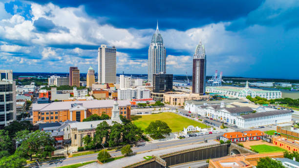 istock Downtown Mobile Alabama AL Skyline Aerial 1047897726