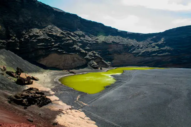 This unique green lake sits in the south side of Lanzarote, Canary Islands, surrounded by black lava sand.