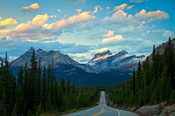 istock Evening light on the mountains along the Icefields Parkway in Banff National Park 1047901968