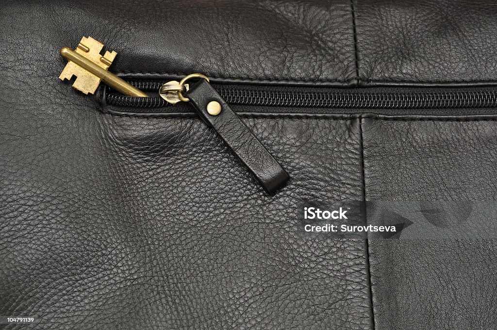 Żółty metalowe kluczowych w leather pocket - Zbiór zdjęć royalty-free (Akcesorium osobiste)