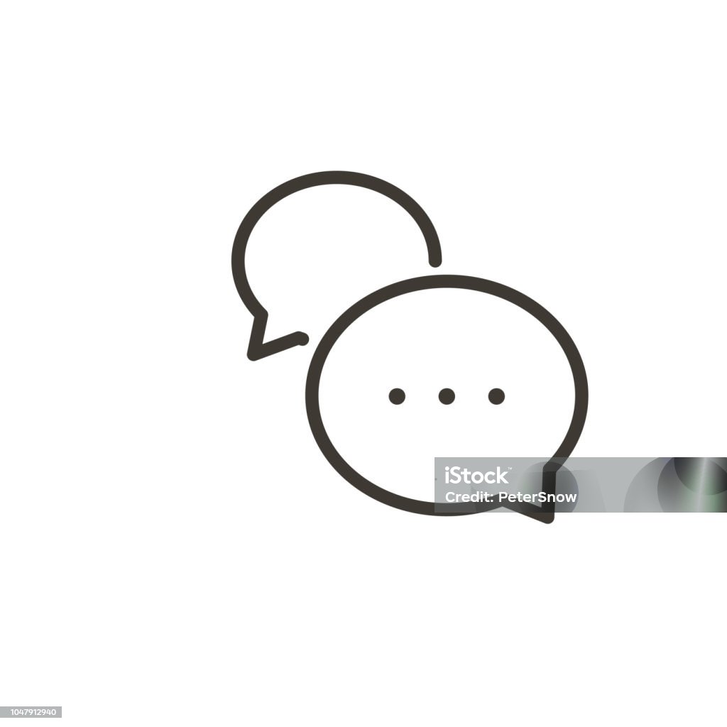Speech bubble interaction icon. Vector thin line simple illustration of a dialogue with minimal cartoon balloons. vector eps10 Icon Symbol stock vector