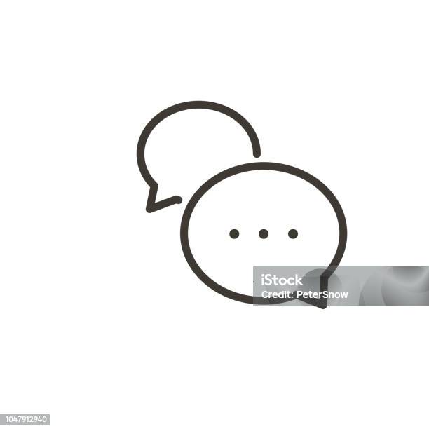 Speech Bubble Interaction Icon Vector Thin Line Simple Illustration Of A Dialogue With Minimal Cartoon Balloons Stock Illustration - Download Image Now