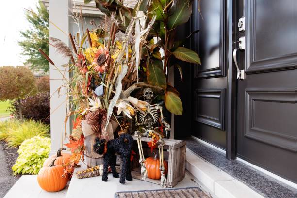 istock Halloween decoration behind the door's house 1047917368
