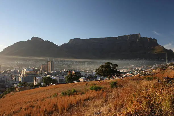 Early morning view of Cape Town and Table Mountain