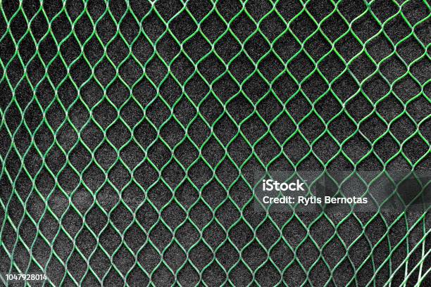 Green Vertical Net On The Grey Soft Background Stock Photo - Download Image Now - Abstract, Biological Cell, Black Color