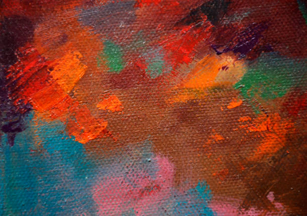 Selective focus of paint strokes. Abstract colorful background. Close-up of mixed brush strokes. Abstract ink design template mixed texture background. Mix of different color palettes.