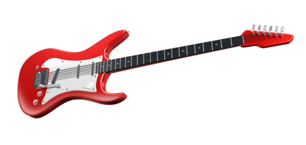 Red electric guitar, isolated on white . My own design