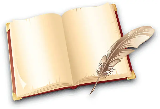 Vector illustration of Book and feather