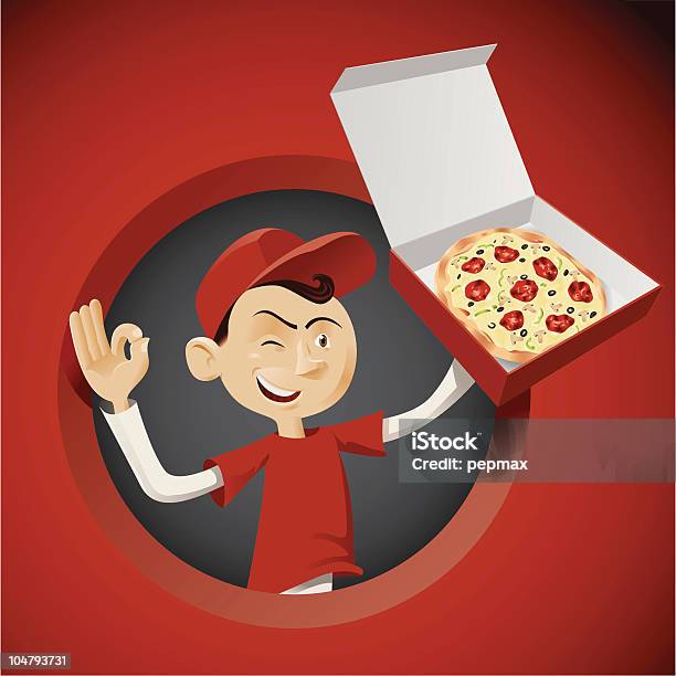 Ilustración de Pizza Niño y más Vectores Libres de Derechos de Pizza - Pizza, Repartidor de pizza, Guiñar el ojo