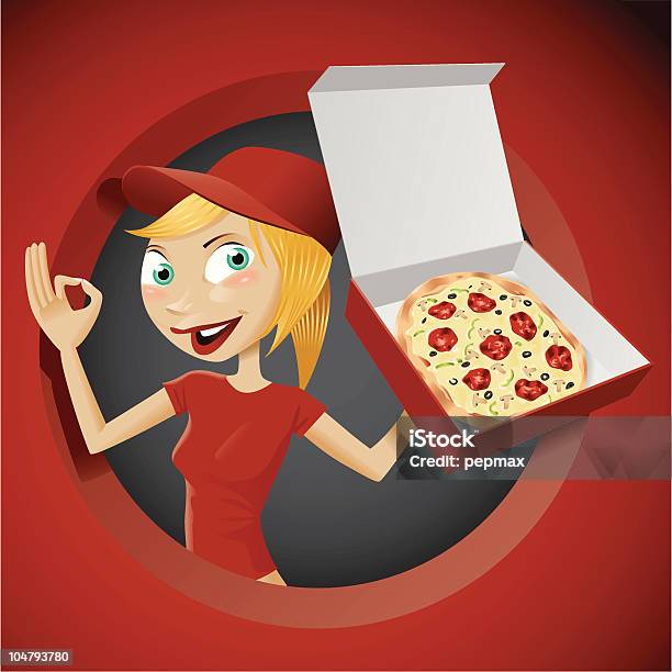 Ilustración de Chica De Pizza y más Vectores Libres de Derechos de Abierto - Abierto, Adulto, Adulto joven