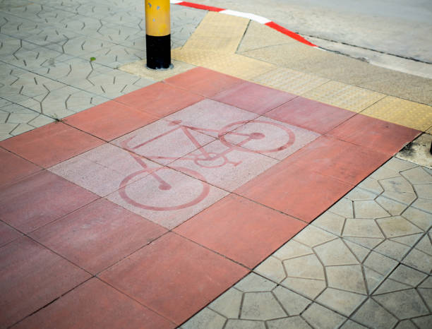 istock Red bike Lane on footpath 1047941018
