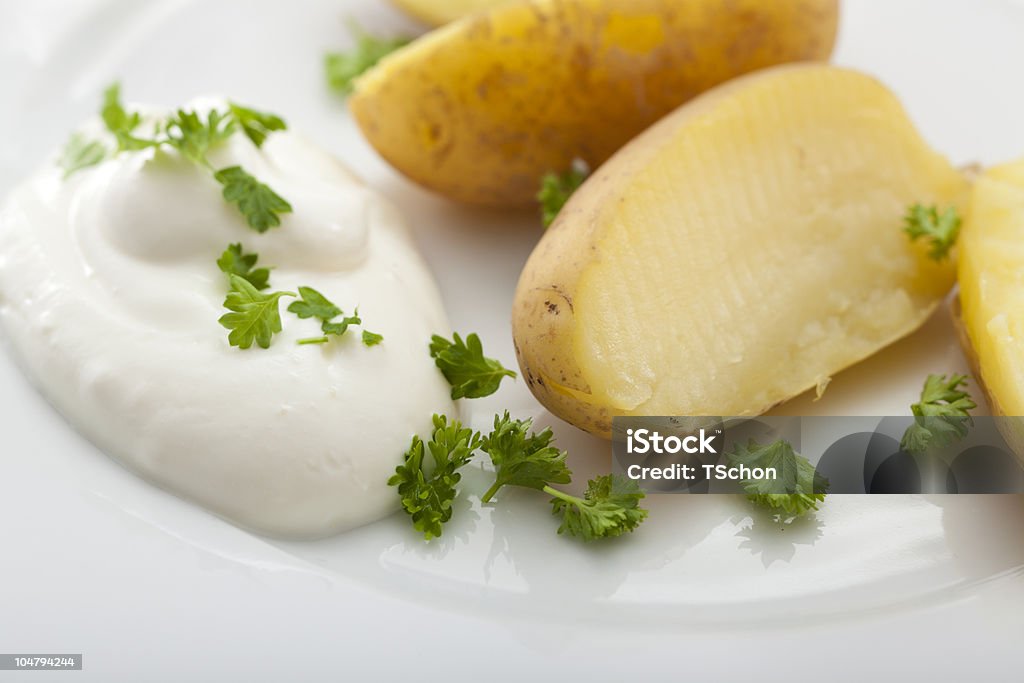 Jacket potatoes with dip Jacket potatoes with dip meal Baked Potato Stock Photo