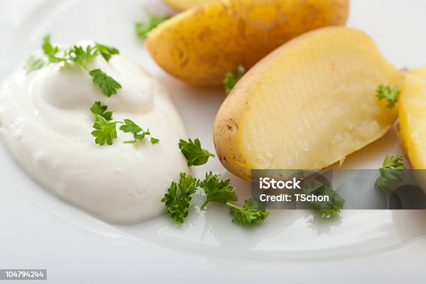 Jacket Potatoes With Dip Stock Photo - Download Image Now - Baked Potato, Color Image, Cooked