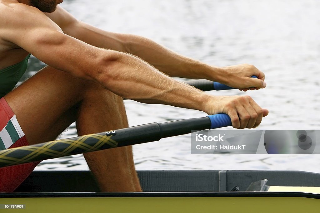 rowing uomo in formazione - Foto stock royalty-free di Canottaggio