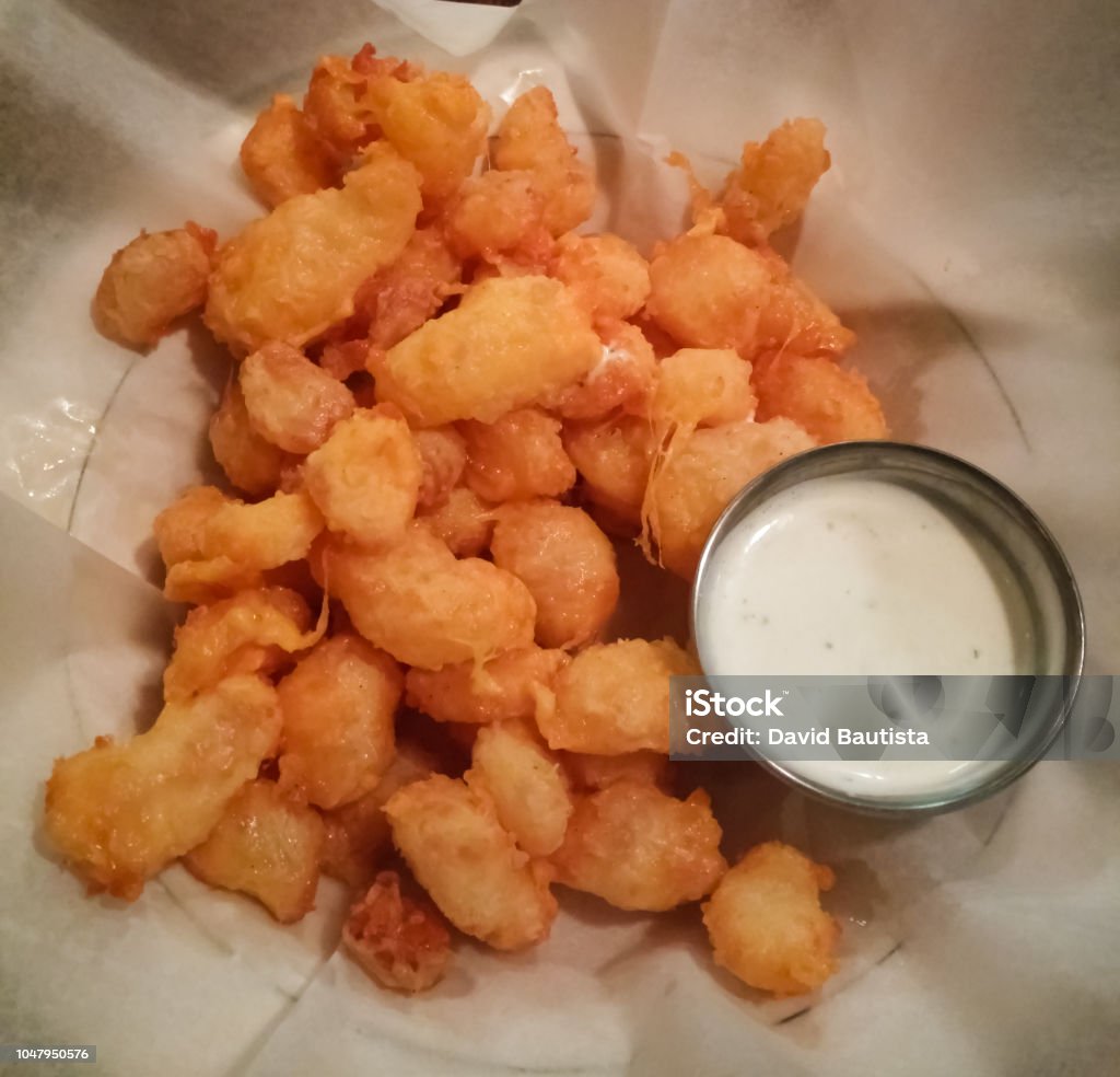 Delicious traditional cheese curds snacks from Wisconsin, United States Curd Cheese Stock Photo