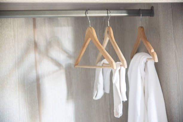 istock Socks and towels hung in the closet 1047981756