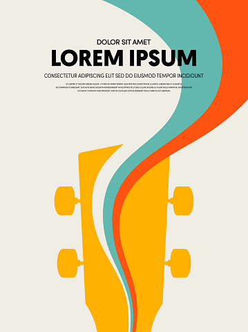 Music festival poster design template modern vintage retro style. Can be used for background, backdrop, banner, brochure, leaflet, publication, advertising, vector illustration