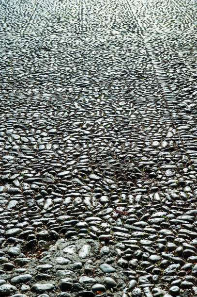 textura de piedra de pavimento - paving stone avenue stone curve fotografías e imágenes de stock