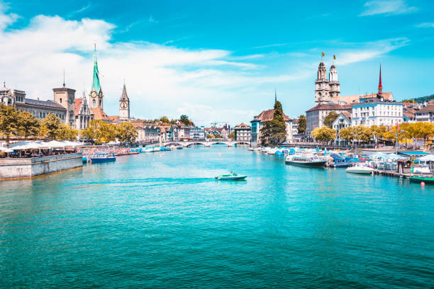 istock Zurich skyline panorama with river Limmat, Switzerland 1048006404