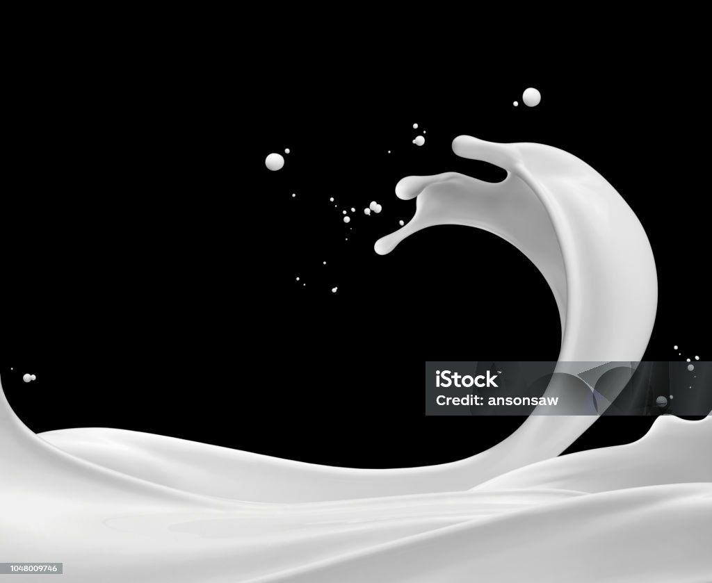 milk splashing milk splash against black background Milk Stock Photo