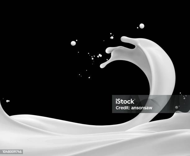 Milk Splashing Stock Photo - Download Image Now - Milk, Splashing, Black Background