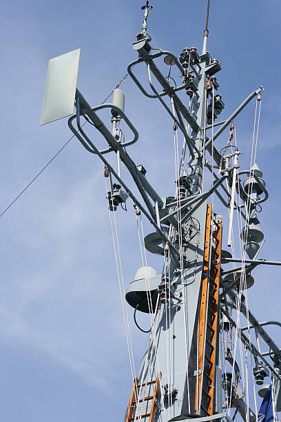 Ship's radio mast stock photo