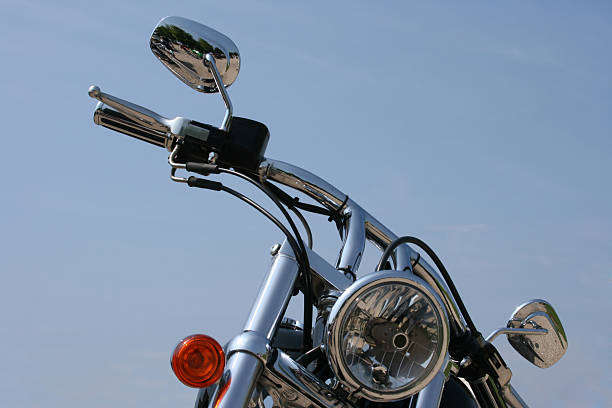 Chrome motorbike handlebars stock photo