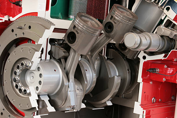 Cutaway image of large Diesel engine stock photo